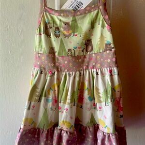 Charming Kids Casual Dress with Forest Print